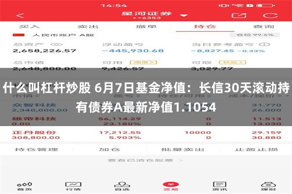 什么叫杠杆炒股 6月7日基金净值：长信30天滚动持有债券A最新净值1.1054