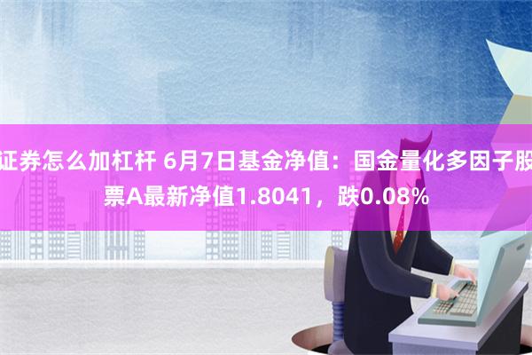 证券怎么加杠杆 6月7日基金净值：国金量化多因子股票A最新净值1.8041，跌0.08%