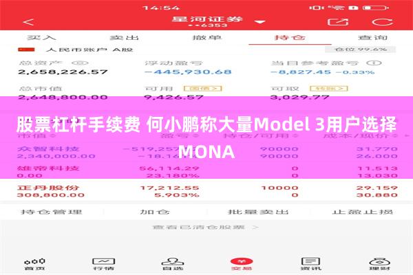 股票杠杆手续费 何小鹏称大量Model 3用户选择MONA